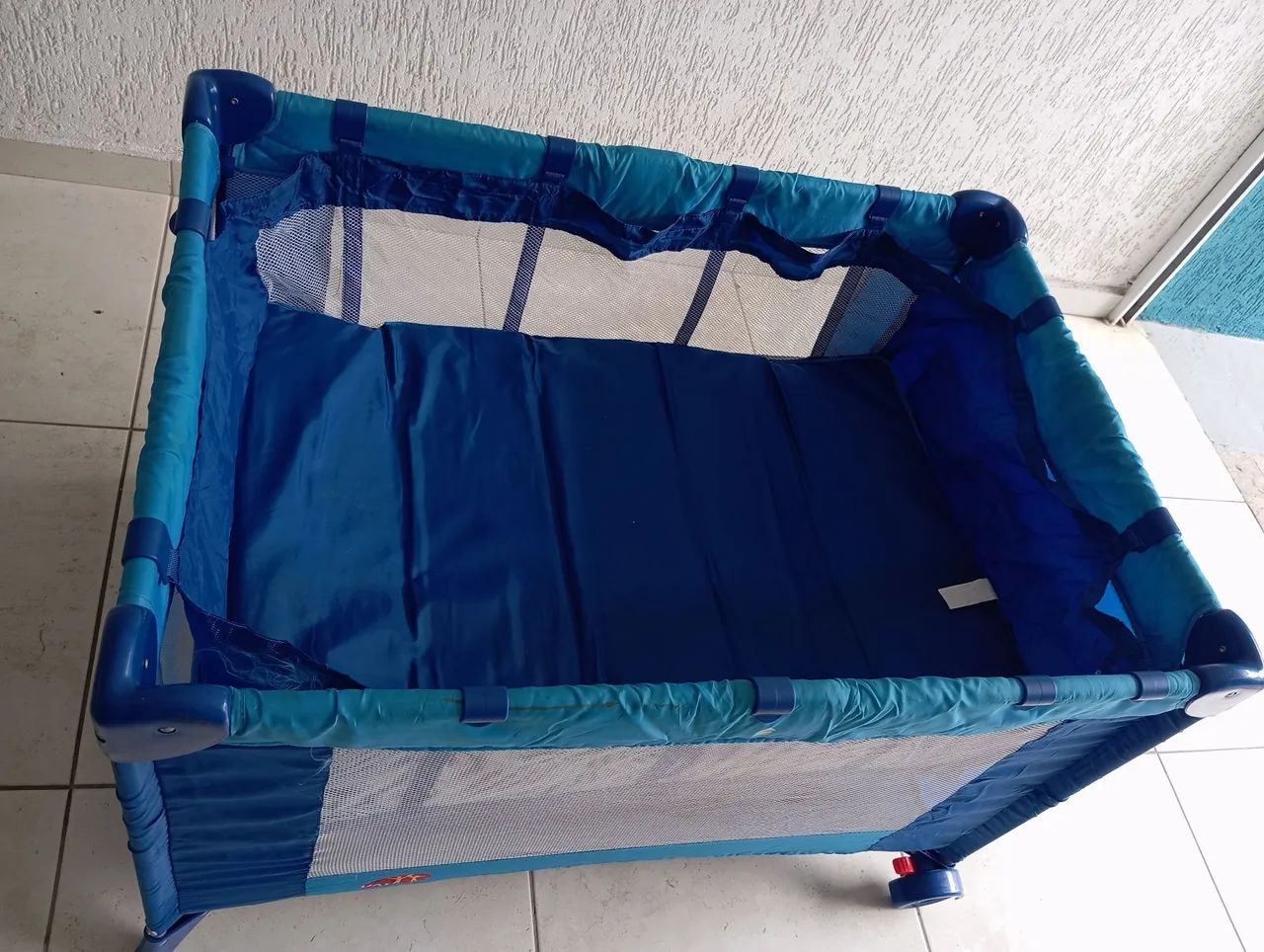 Berço Cercado Desmontavel Portatil Dardara Azul - Foto 3