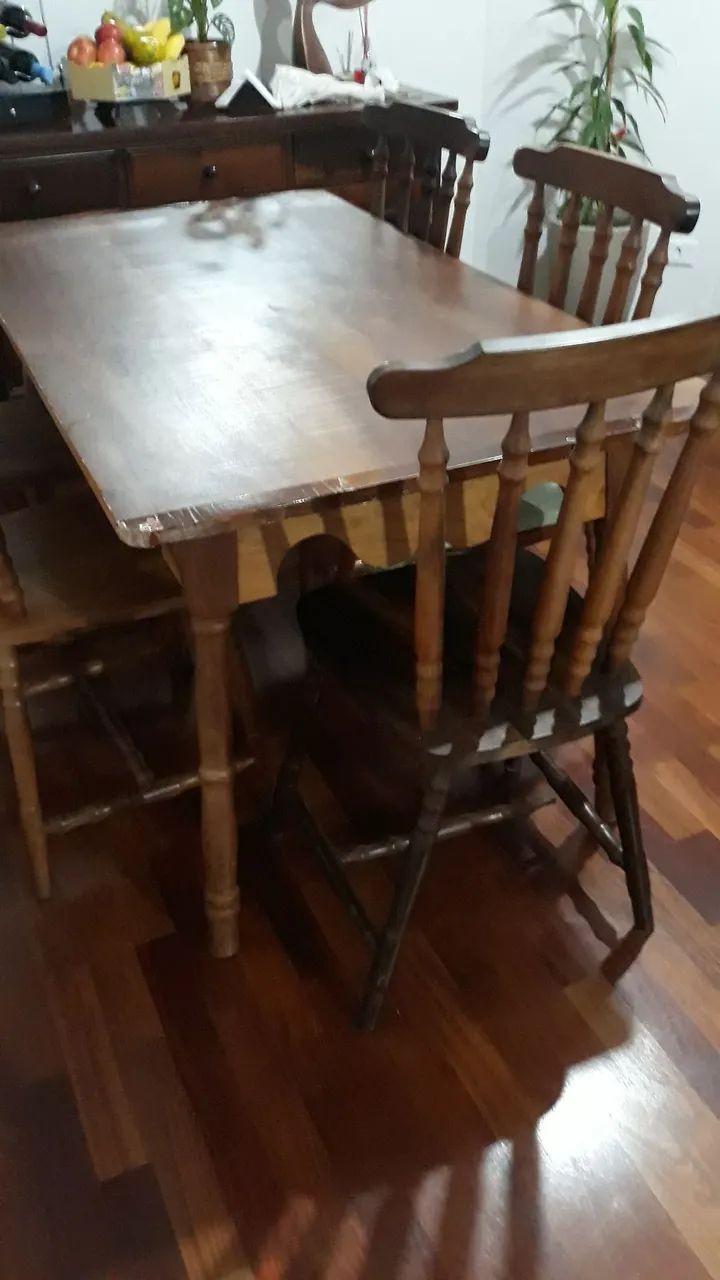 Mesa de Jantar rústica de Madeira imbuia c/6 cadeiras - Foto 2
