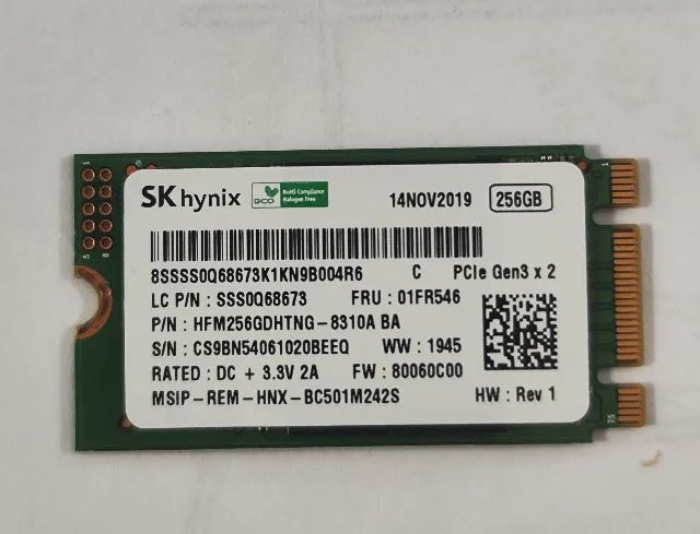 SSD SKhynix 256GB M.2 2242 NVME PCIE GEN3X2