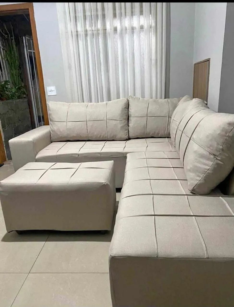 Sofá de Canto de luxo  em tecido bege
