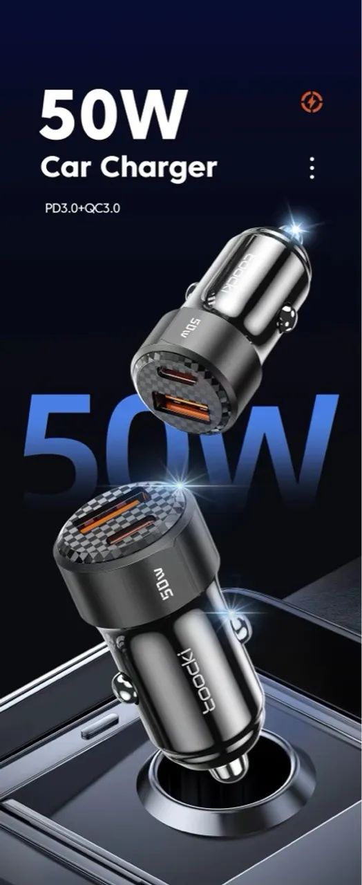 Carregador veicular 50w turbo