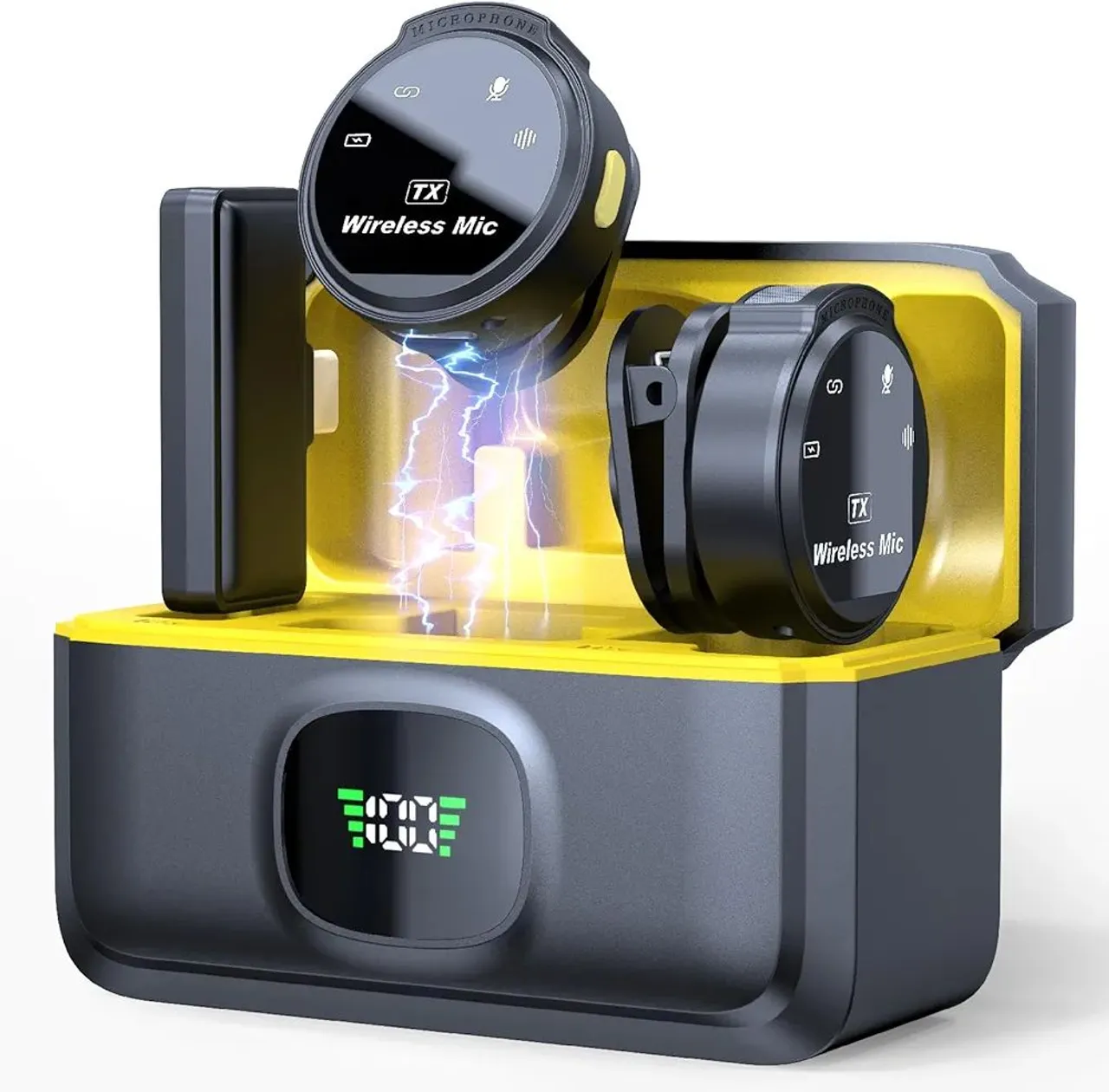Microfone LAPELA sem fio profissional com carregador