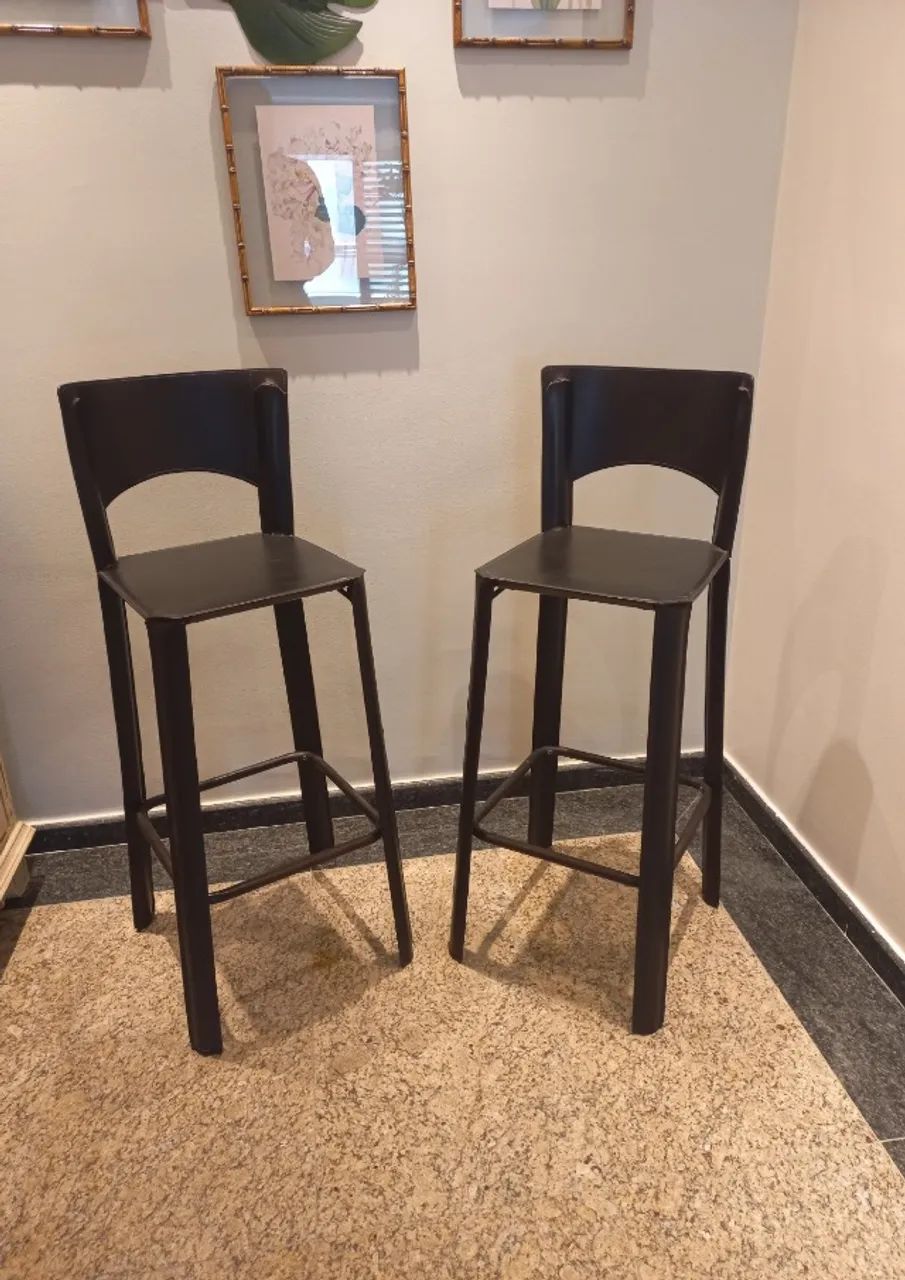 Banquetas de Couro Pretas 