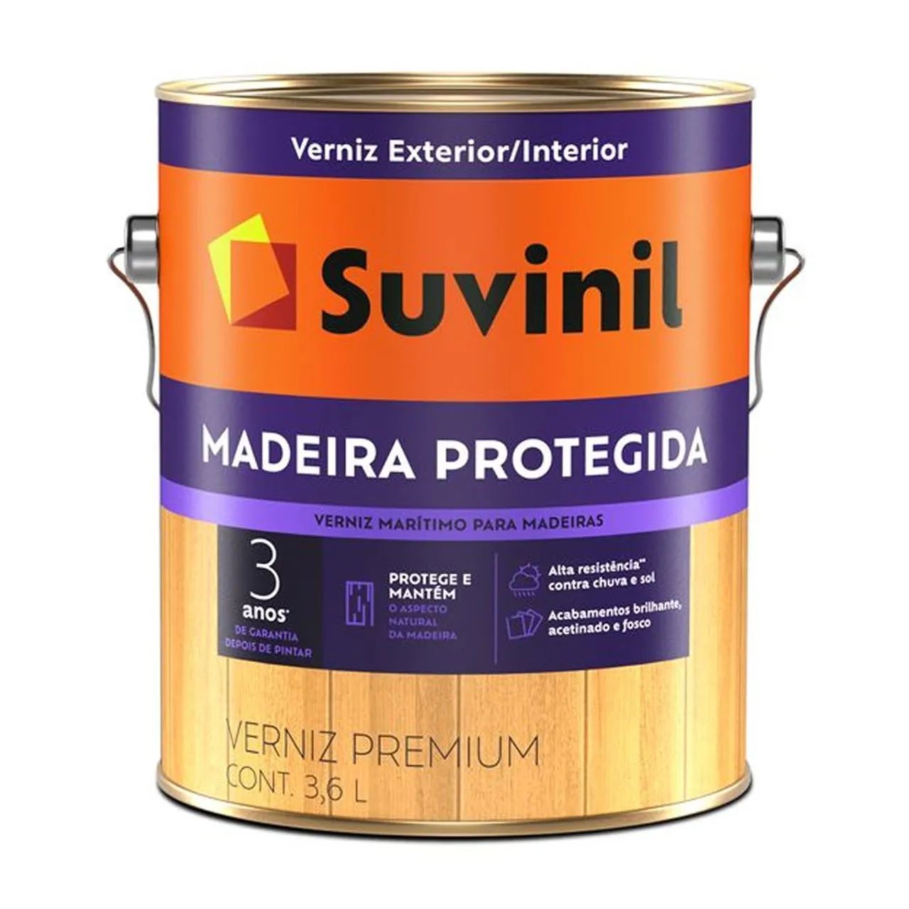 Verniz Marítimo para Madeira Incolor Acetinado Suvinil 3,6 L
