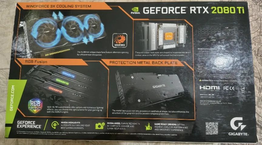RTX2080Ti 11GB ジャンク GIGABYTE Placa de Vídeo Nvidia Gigabyte RTX 2080 Ti 11GB OC - Placas de
