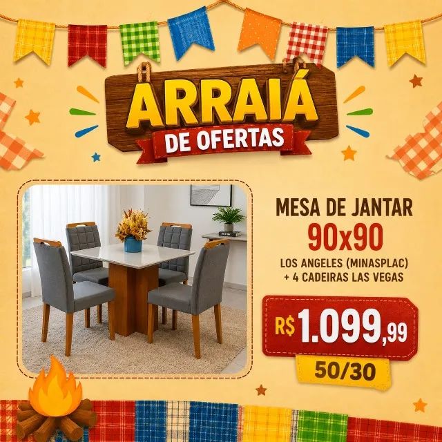 Mesa de jantar 90x90 (Pague na entrega)