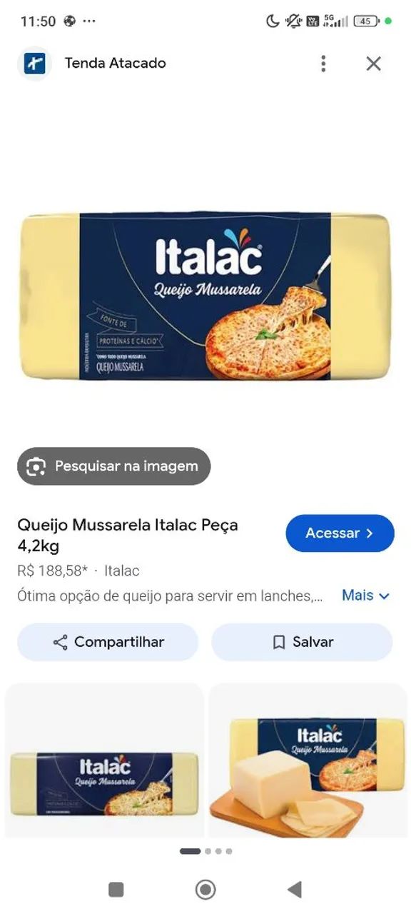 Mussarela em barra 