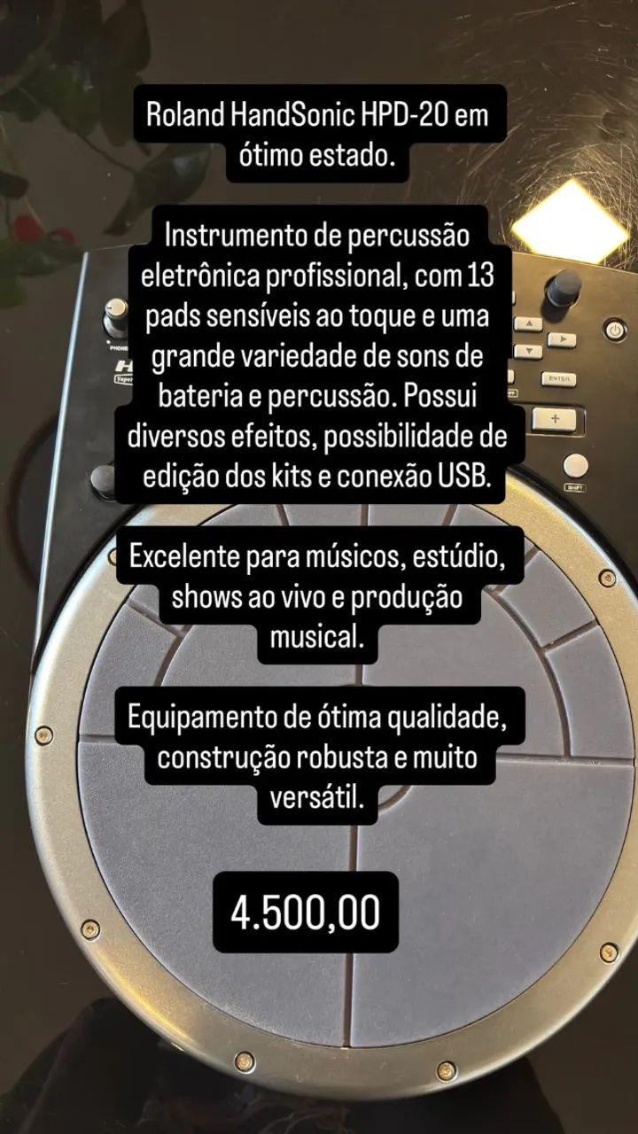 Roland HandSonic HPD - 20 Percussão Digital Eletrônica - Foto 4