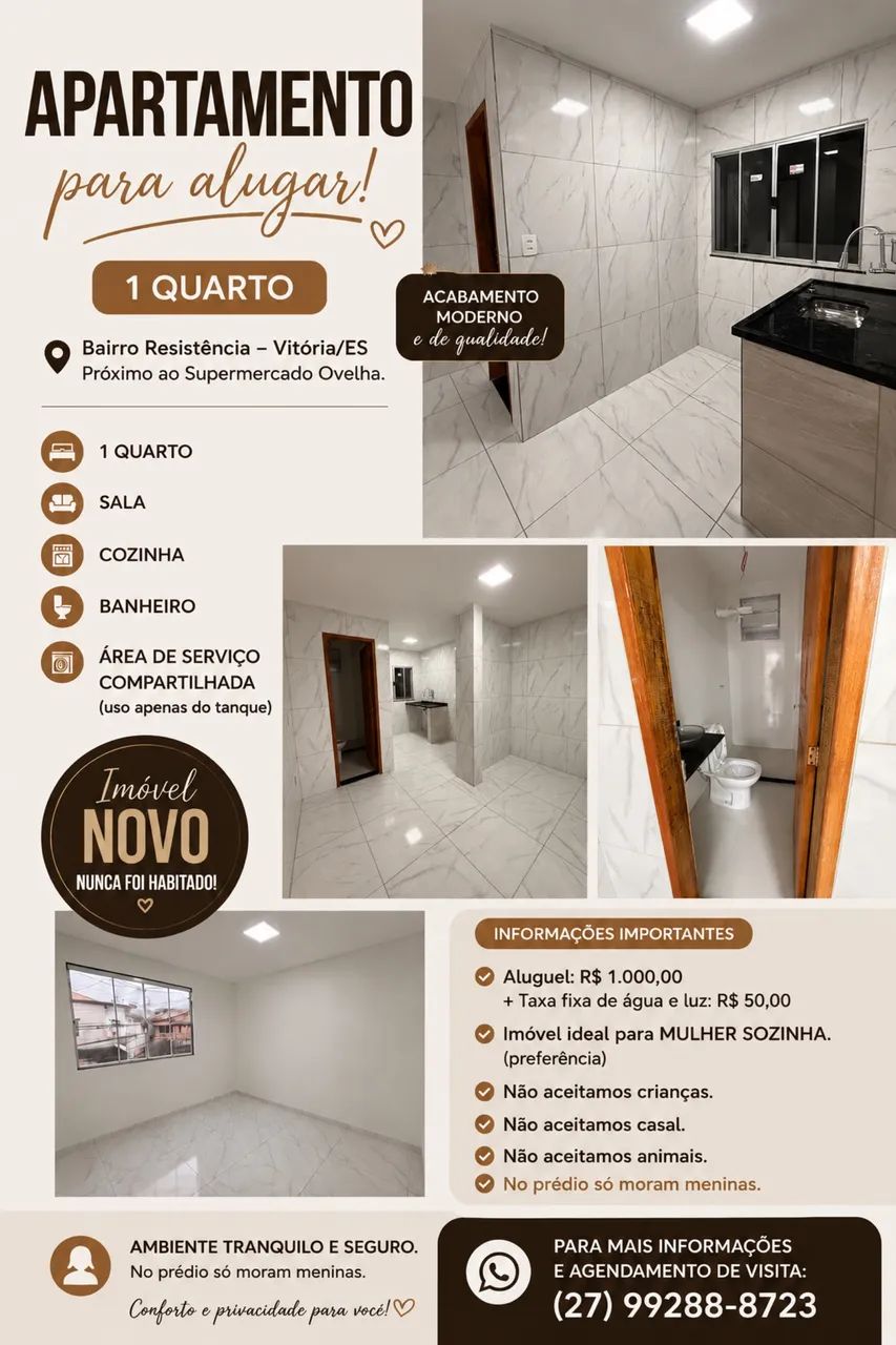 APARTAMENTO DE 1 QUARTO PARA ALUGAR
