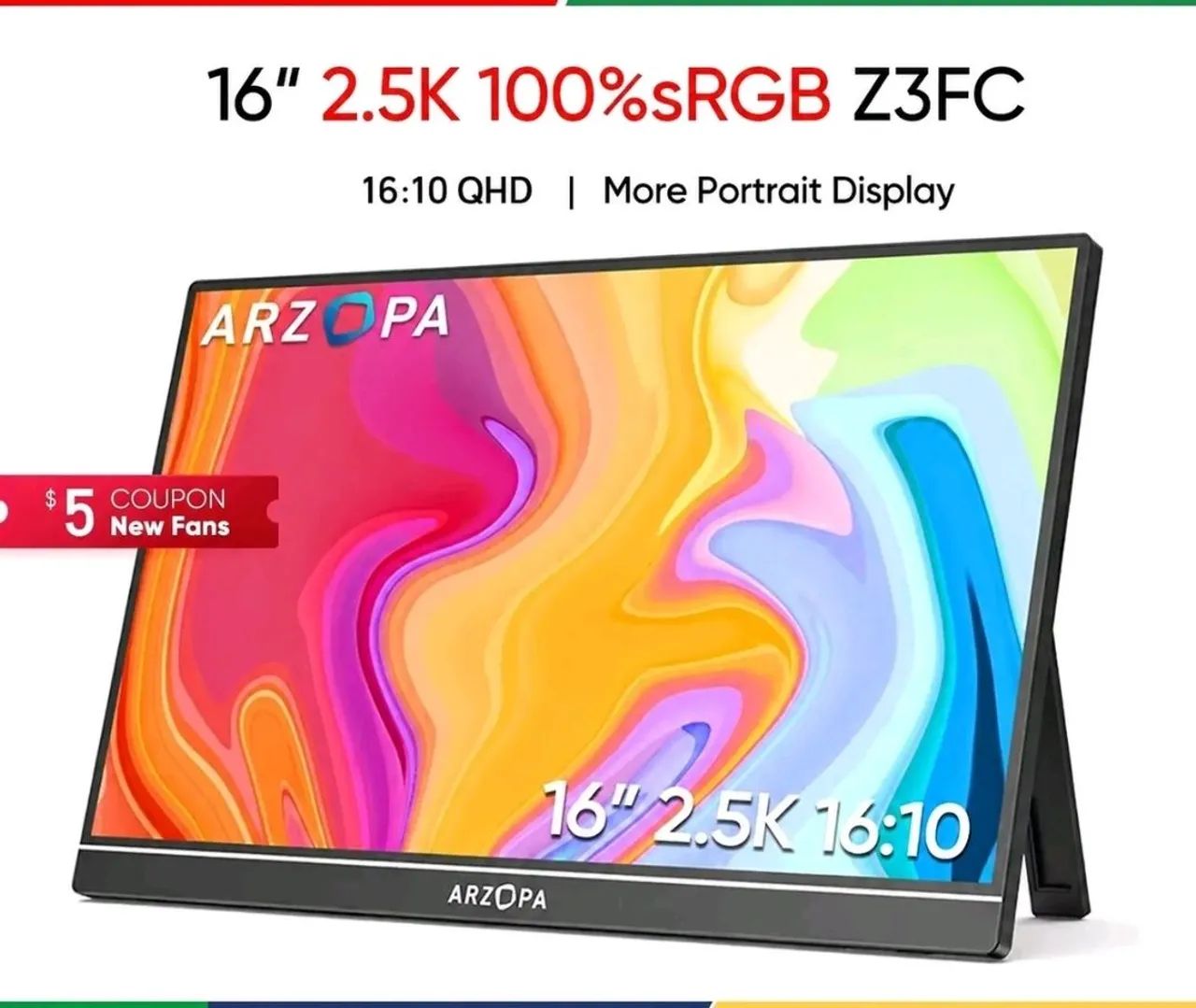Monitor Arzopa portátil para jogos e trabalho 