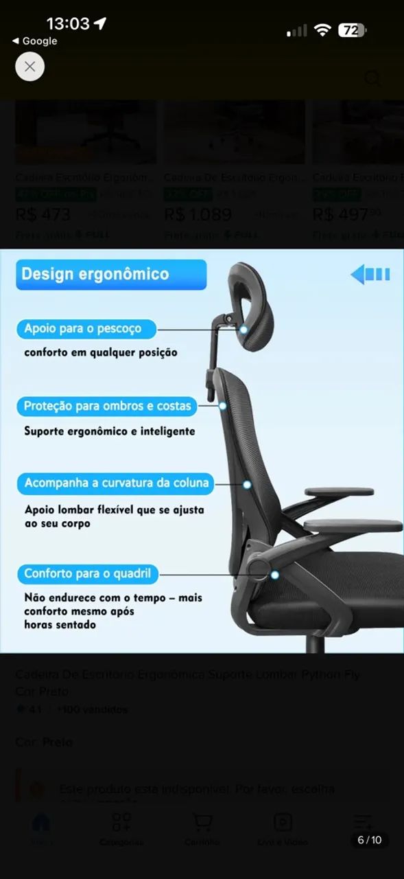 Cadeira ergonômica NOVA na caixa  - Foto 3