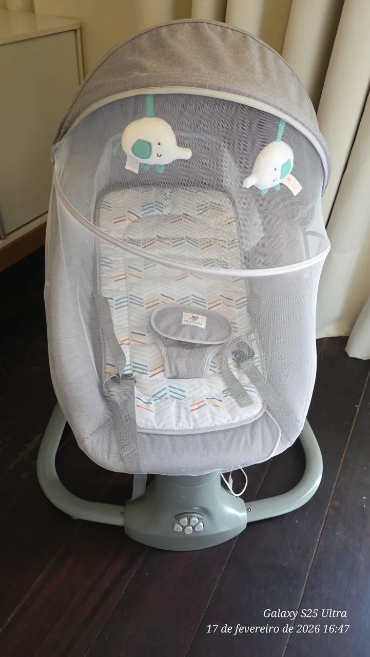 Cadeira de balanço infantil Techno Elétrica Mastela Cinza