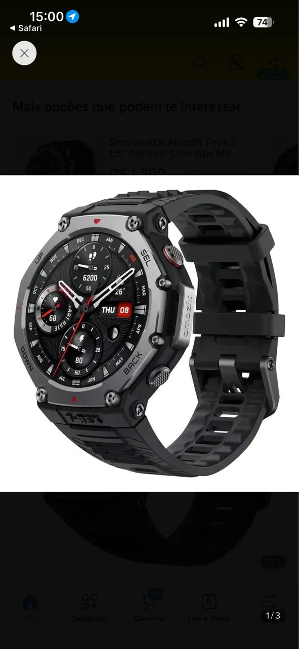 Relógio Amazfit T-Rex 3 Seminovo - Foto 4
