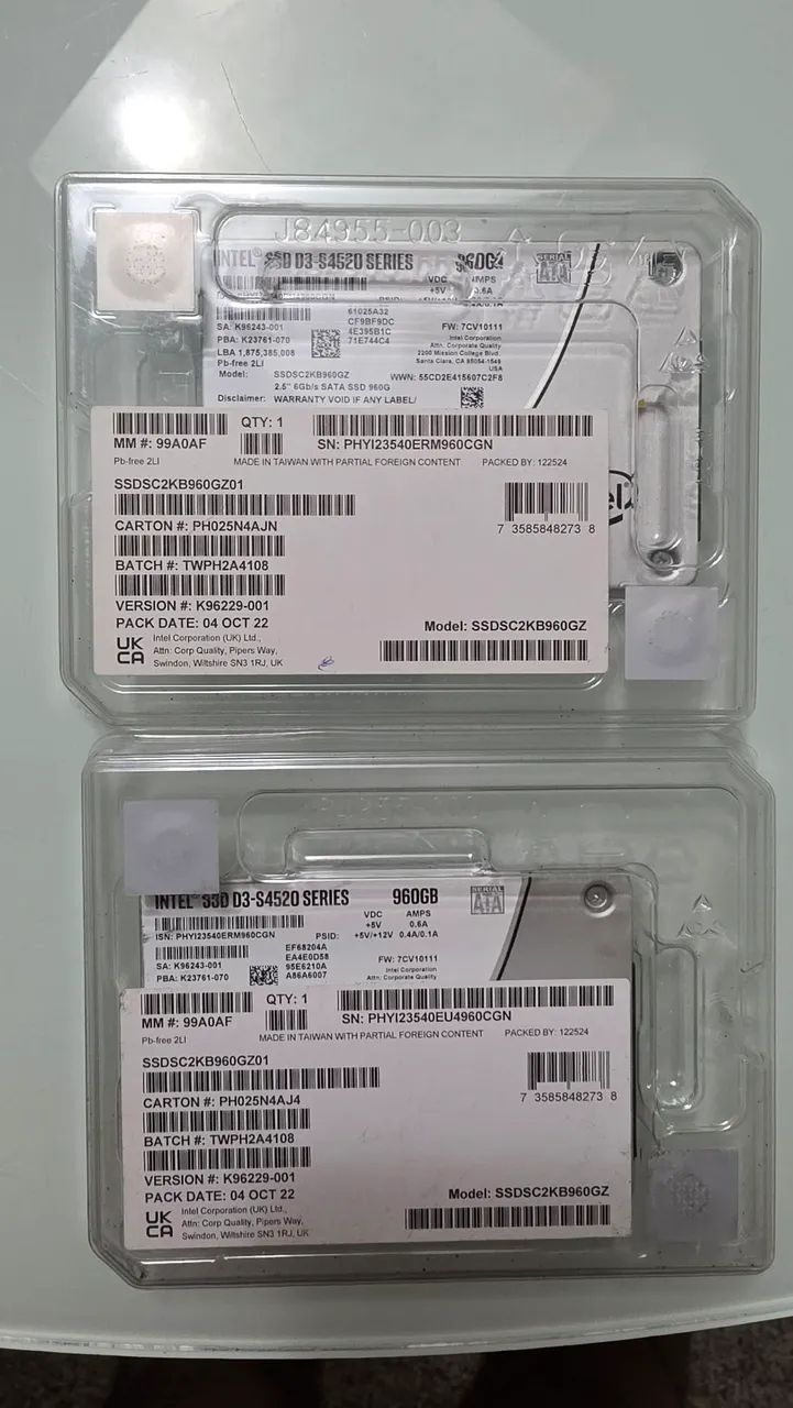 Ssd intel 960Gb enterprise 
