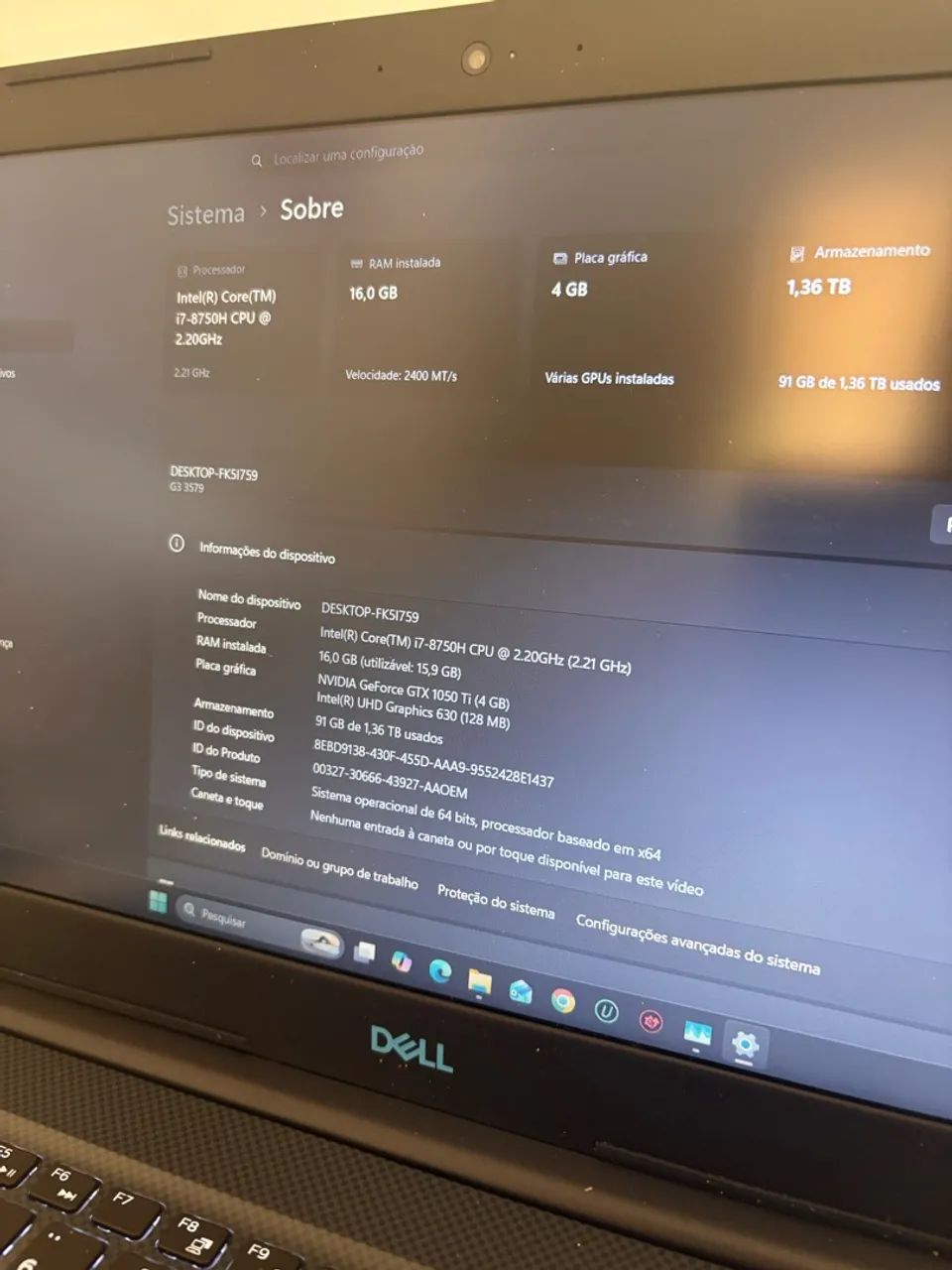 Notebook Dell GAMER G3 intel core i7 16gb RAM - Foto 5
