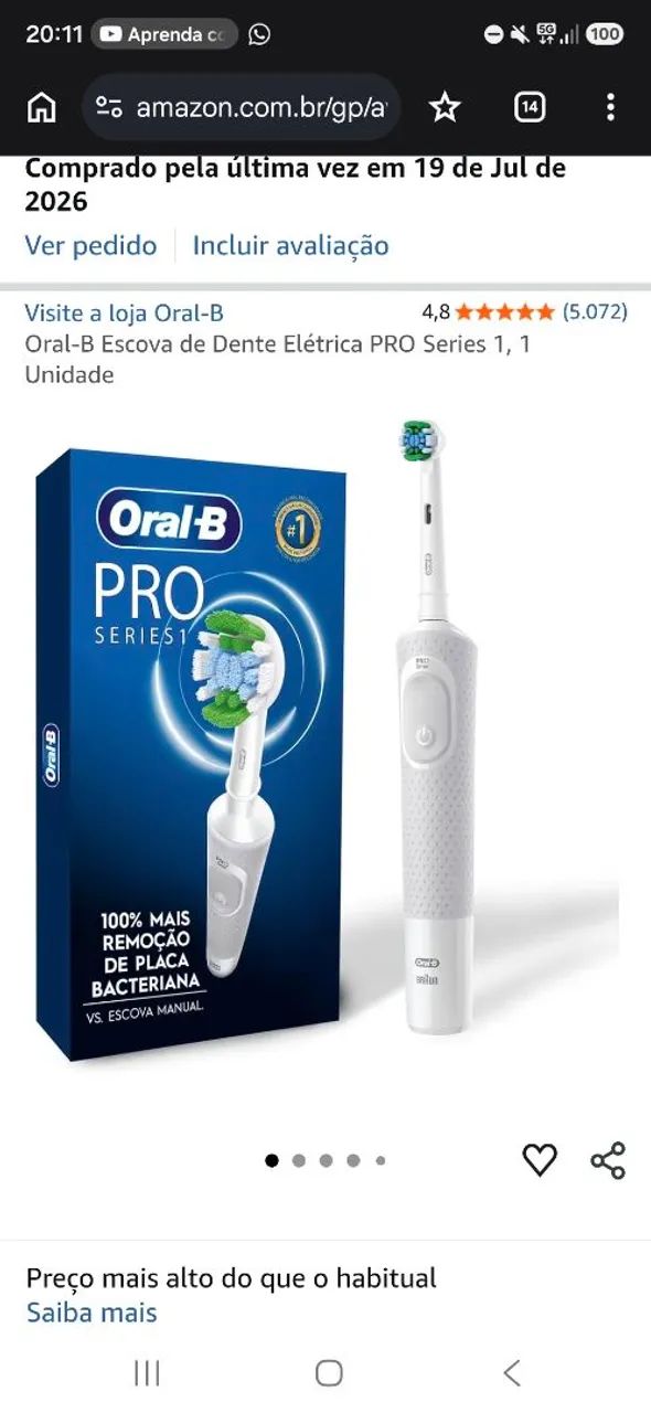 Escova de Dente Elétrica Oral-B PRO Series 1 - Nova e Sem Uso