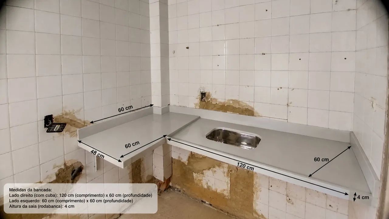 Bancada de Mármore com Cuba Inox
