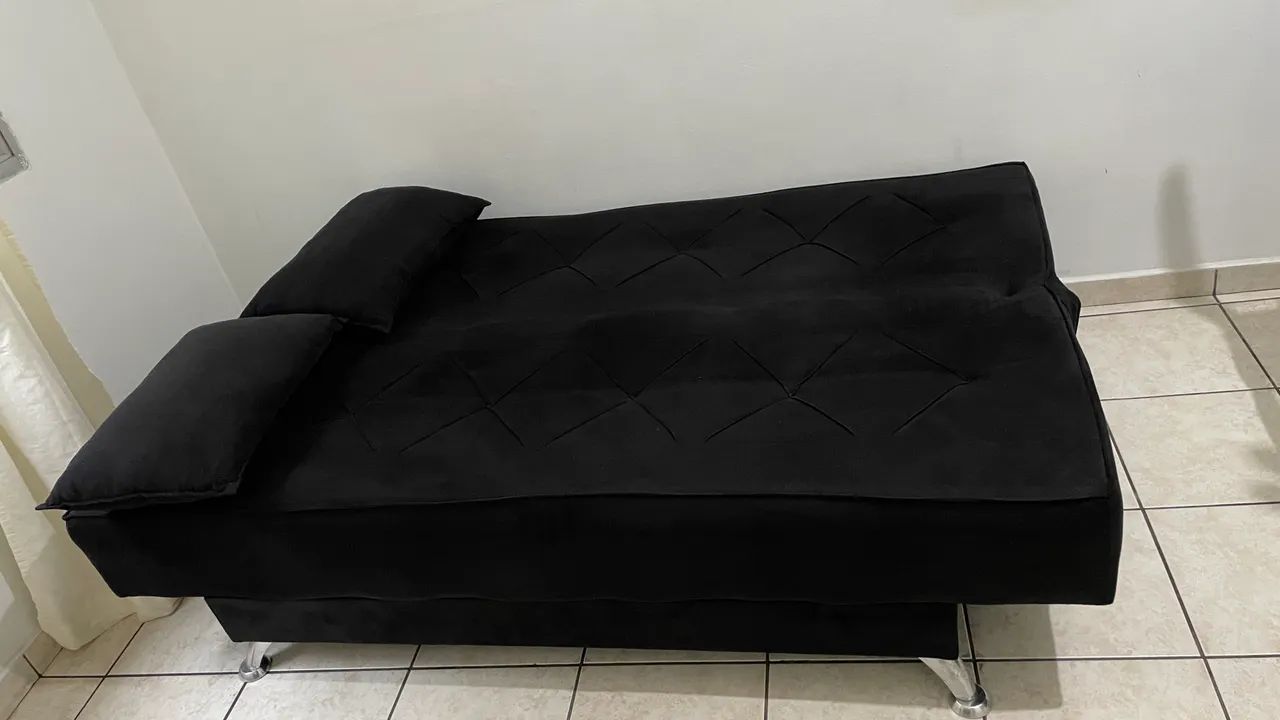 SOFÁ RECLINÁVEL (CAMA) PRETO - Foto 3