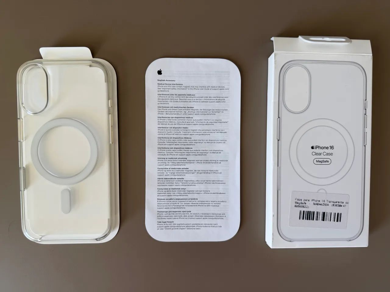 Capa original Apple transparente com MagSafe para iPhone 16