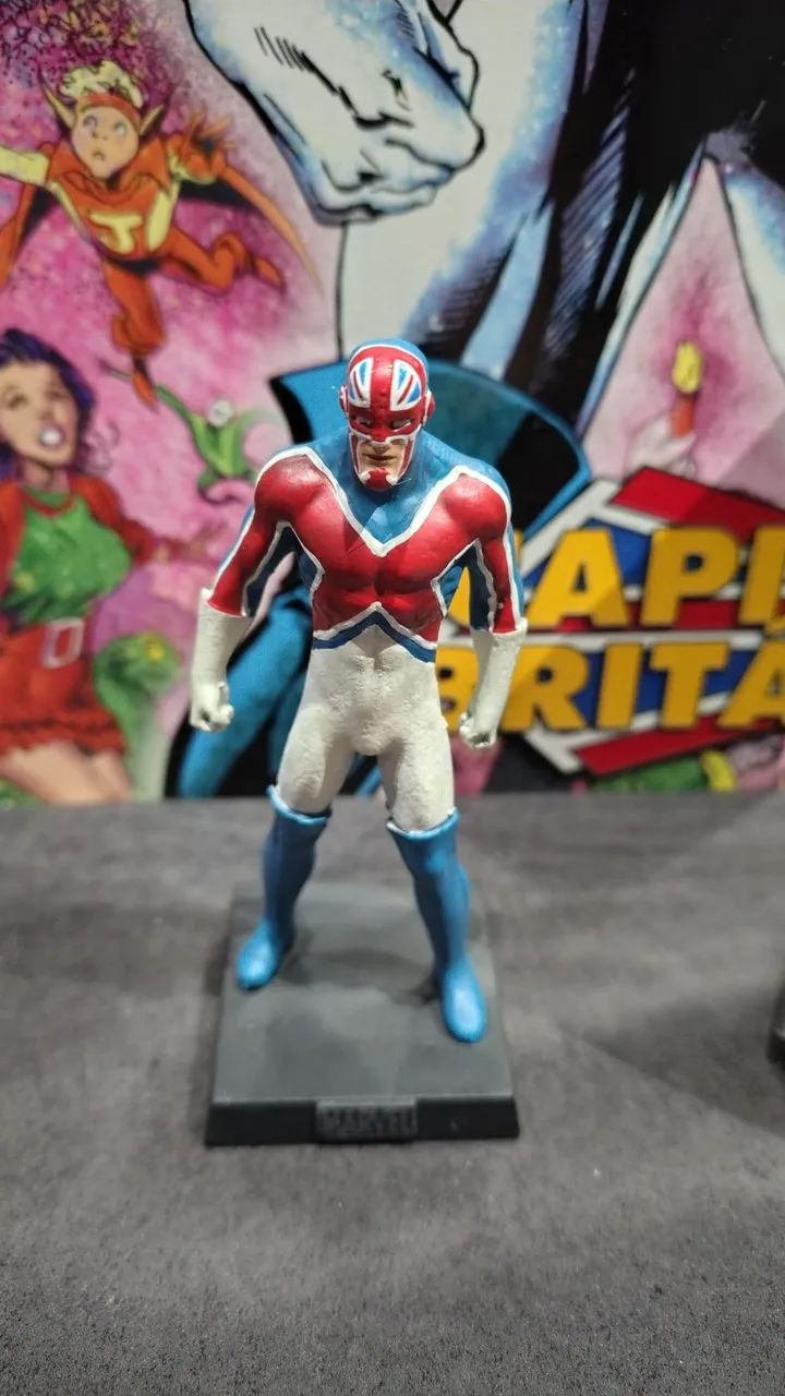 Miniatura Marvel Eaglemoss Capitão Britânia - Perfeito + Fasc. 21 e Embalagem - Foto 3