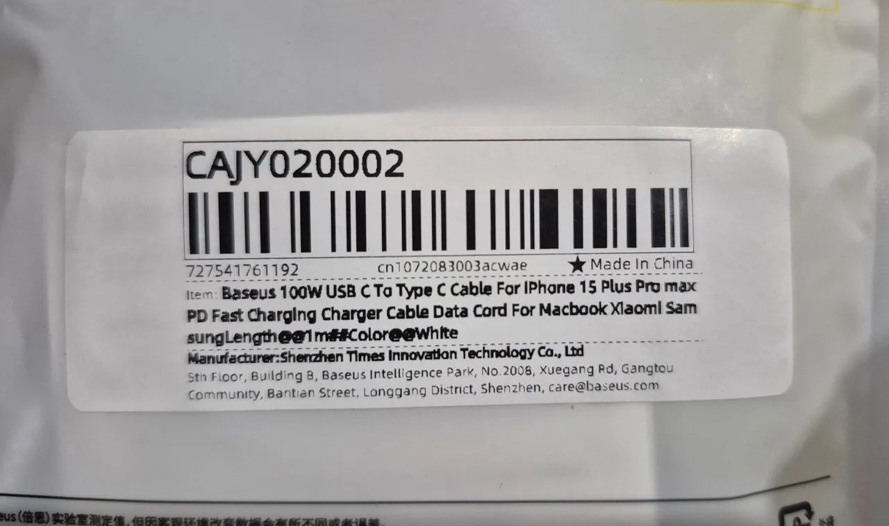Cabo Baseus USB (TIPO C - Tipo C) 100w - Foto 5