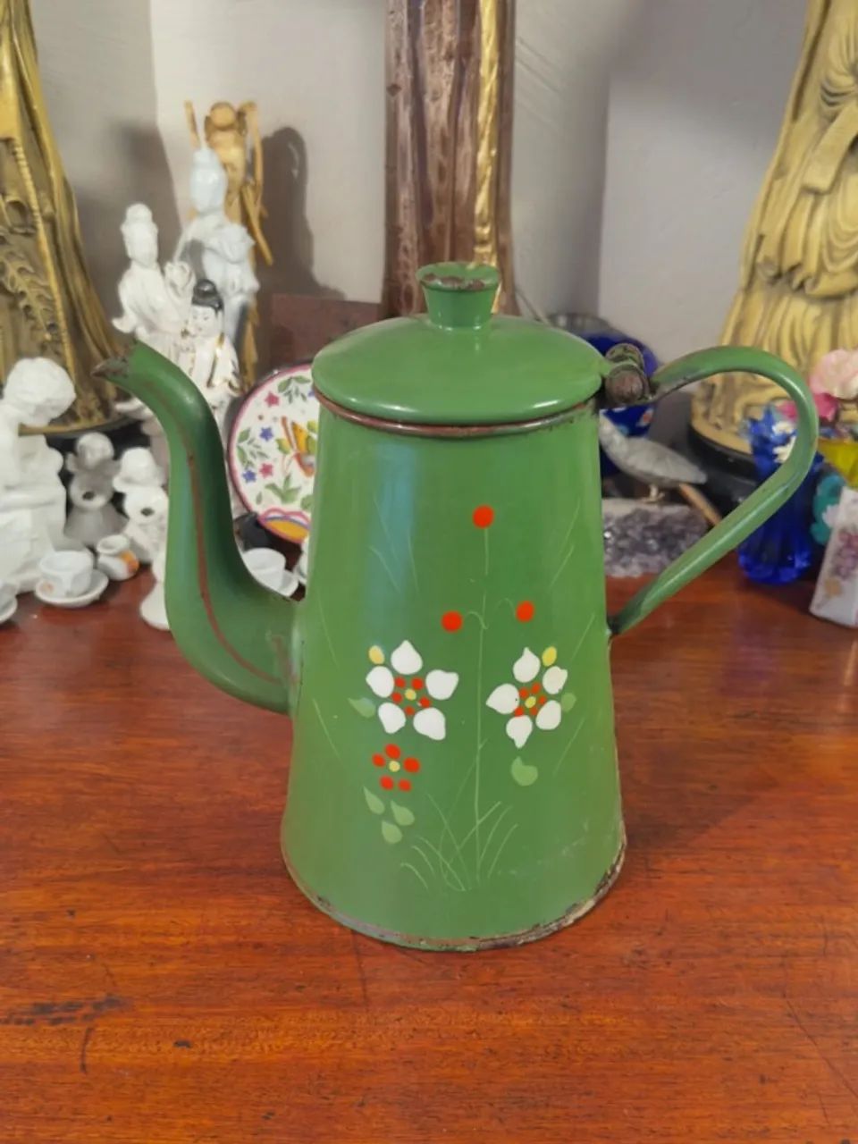 Bule em Ágata Verde com Pintura Floral