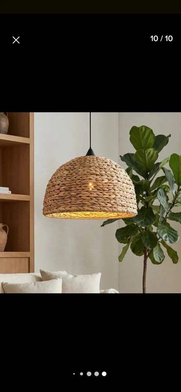 Lustre Rústico de Palha 40cm  - Foto 4