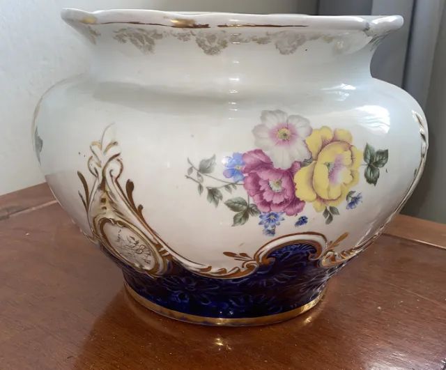 Cachepot em porcelana cobalto e ouro - Foto 3