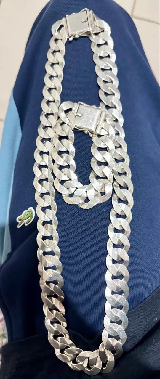 Corrente e pulseira de prata 400 gramas