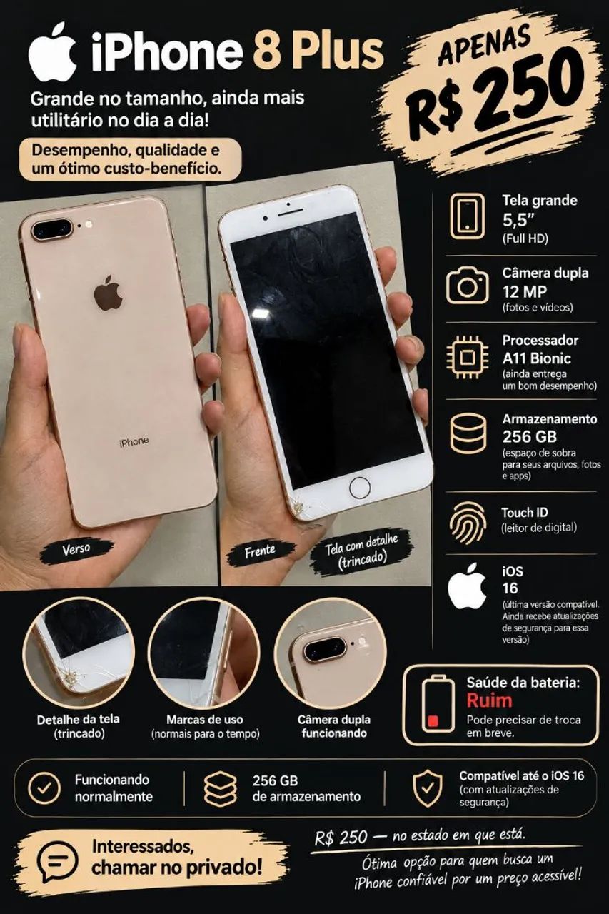 iPhone 8 Plus Rosa Gold 256Gb