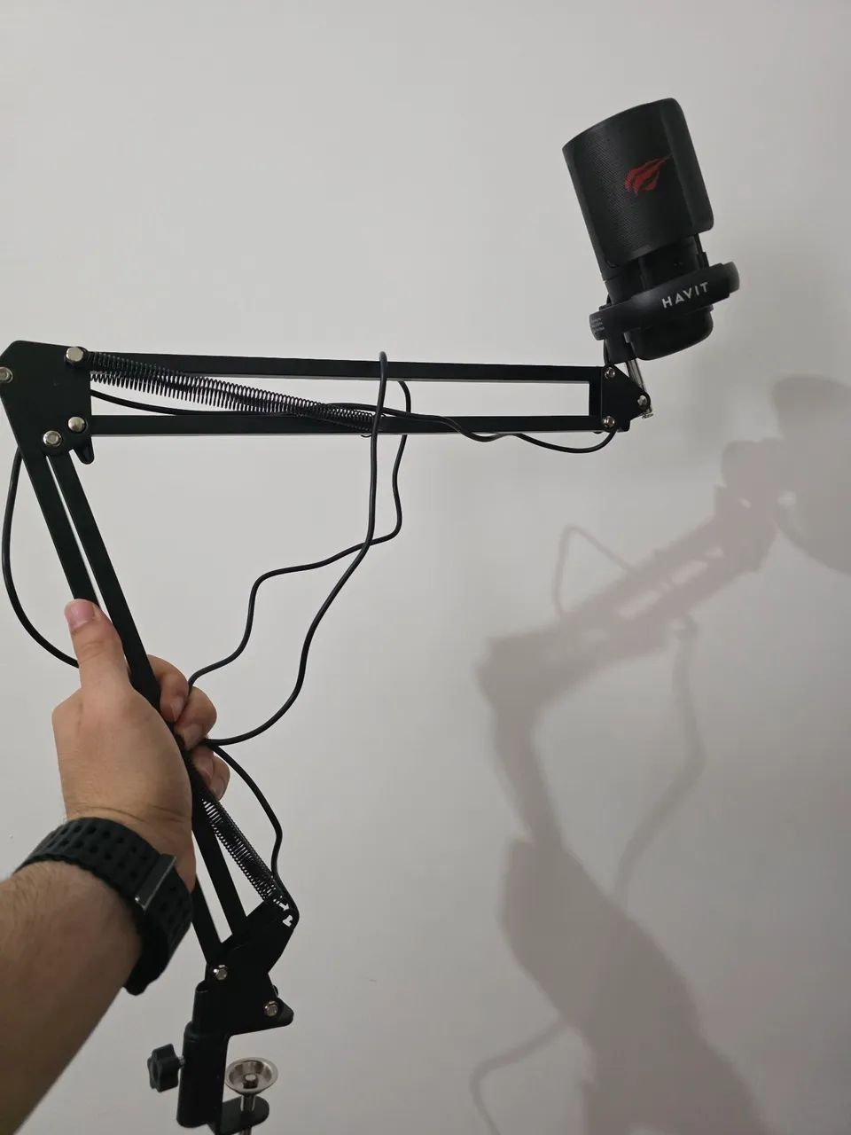 Microfone Stream Havit RGB Com Braço Articulado Gk50 Pro Preto - Foto 4