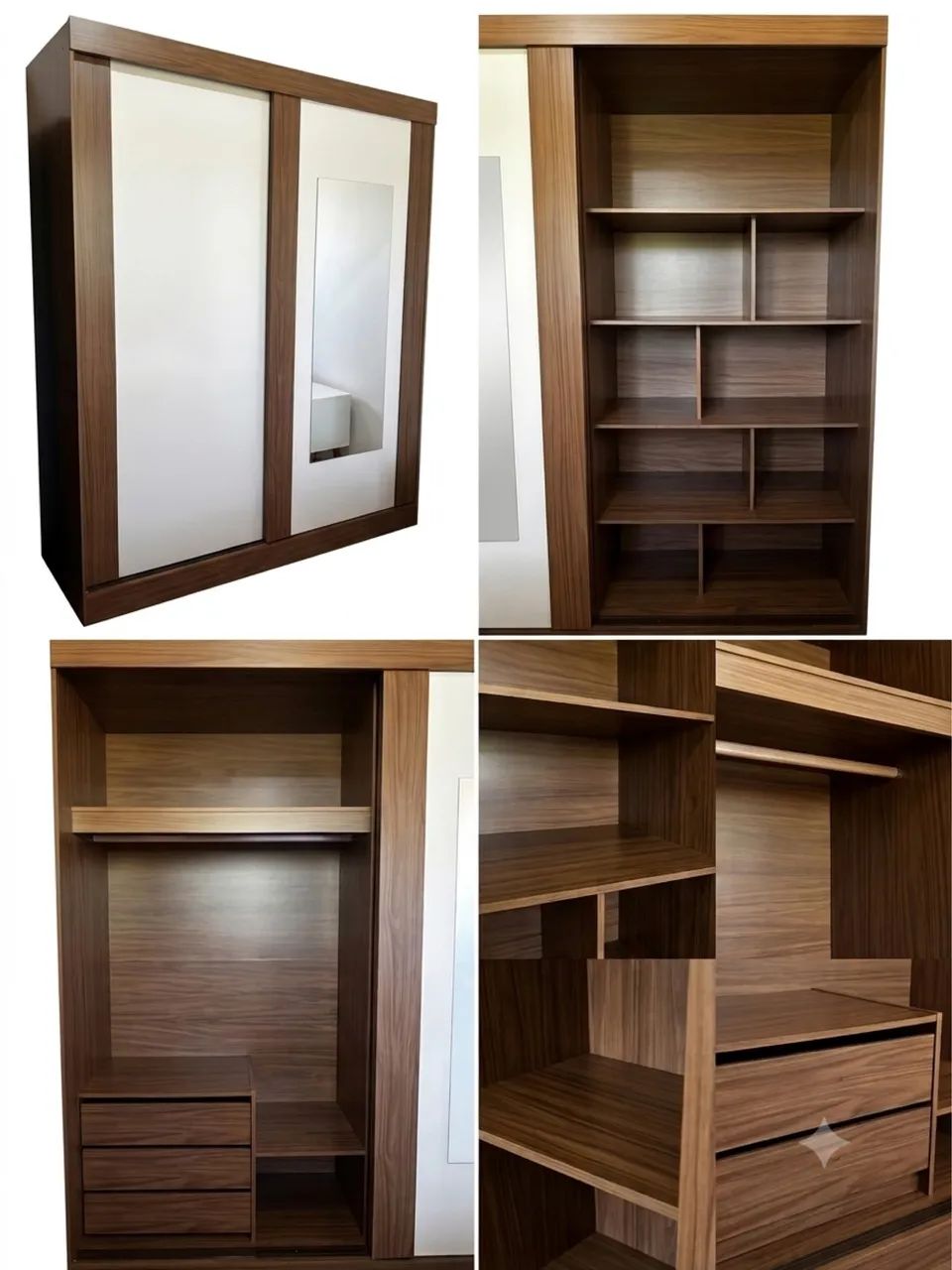Guarda-Roupa Casal Panan - Portas de Correr e Espelho