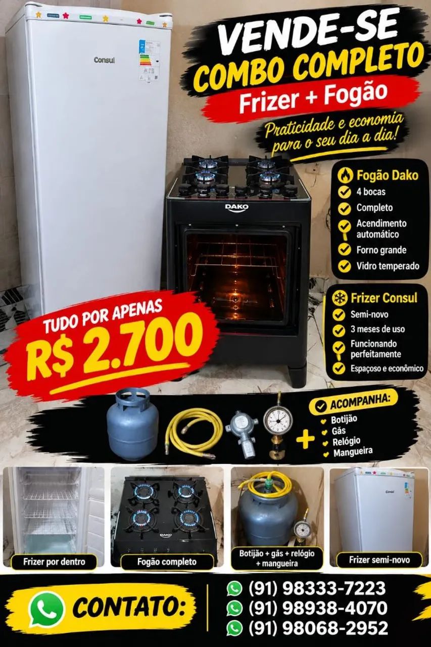 Frizeer e fogão completo..