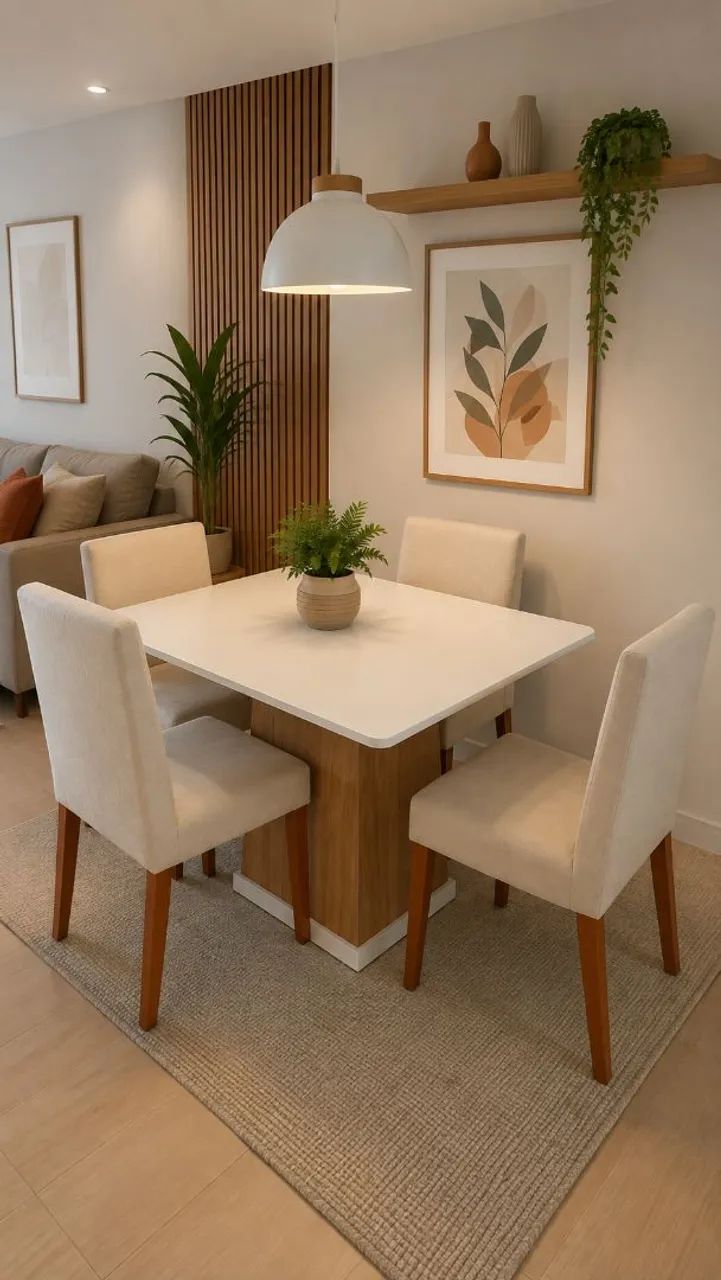 Mesa com tampo de vidro e 4 cadeiras
