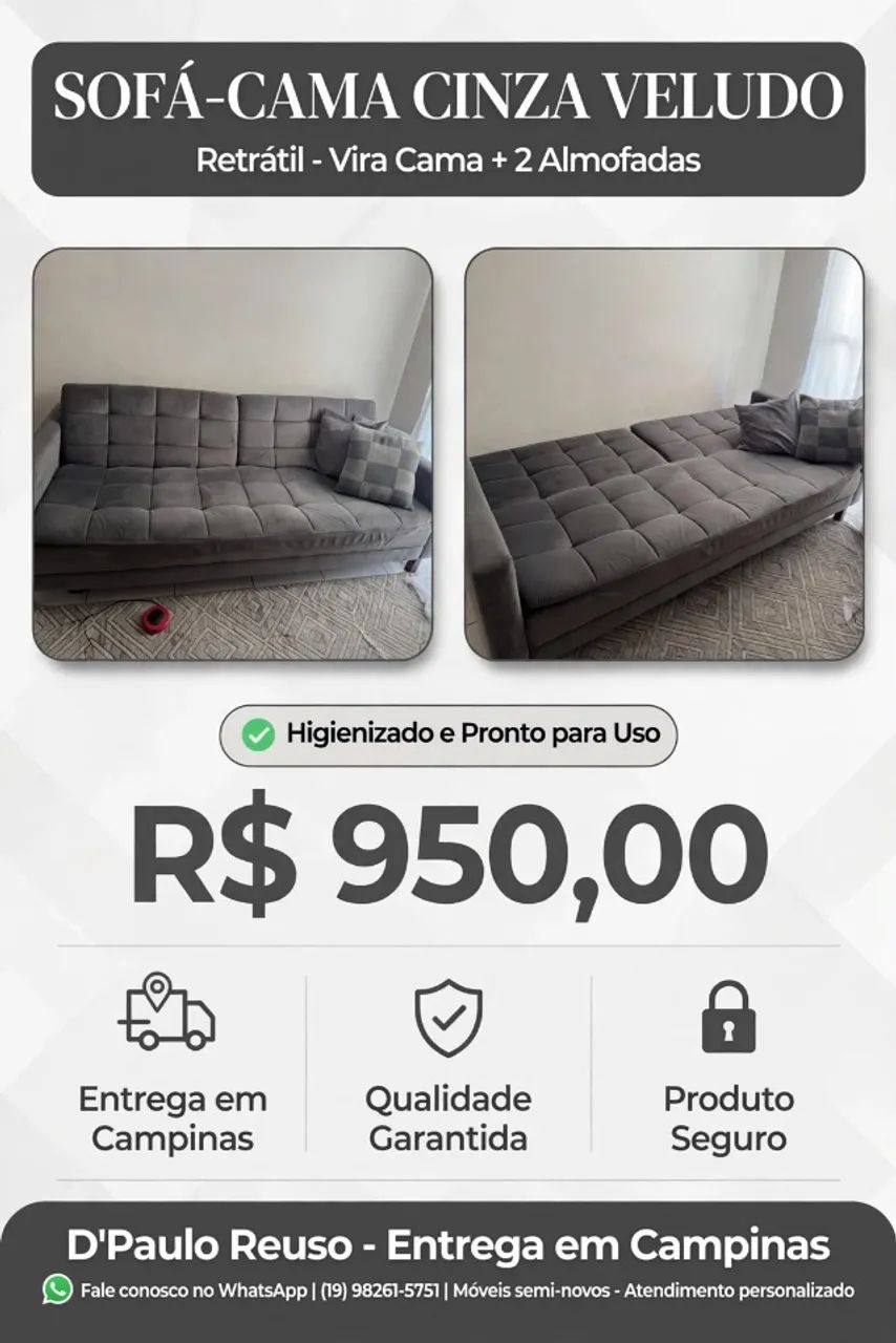 Sofá- cama Cinza