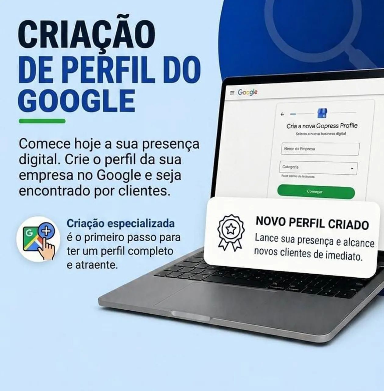 Criação de perfil de empresa no Google