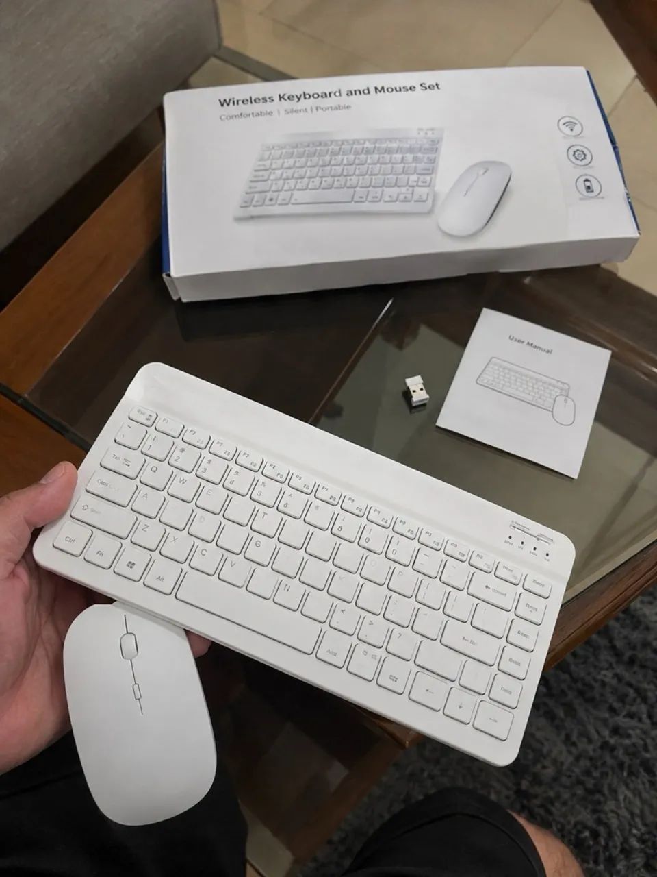 BRANCO - Conjunto de teclado + Mouse sem fio Bluetooth para notebook e tablet 