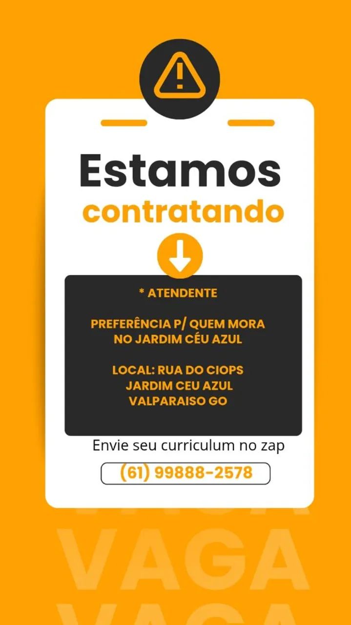 Vaga para atendente (Restaurante) 1
