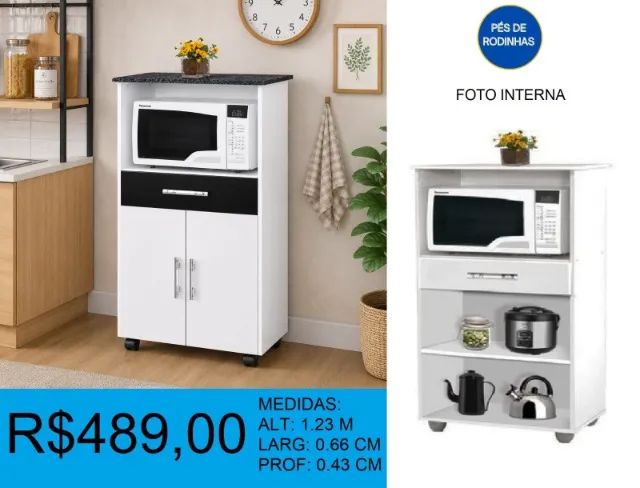 Balcão com suporte para microondas - entrega grátis