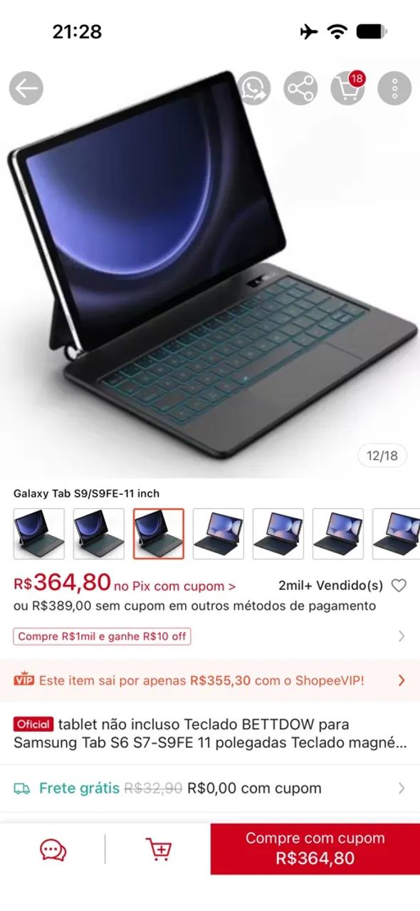 Teclado Bettdow para Tablet Samsung 