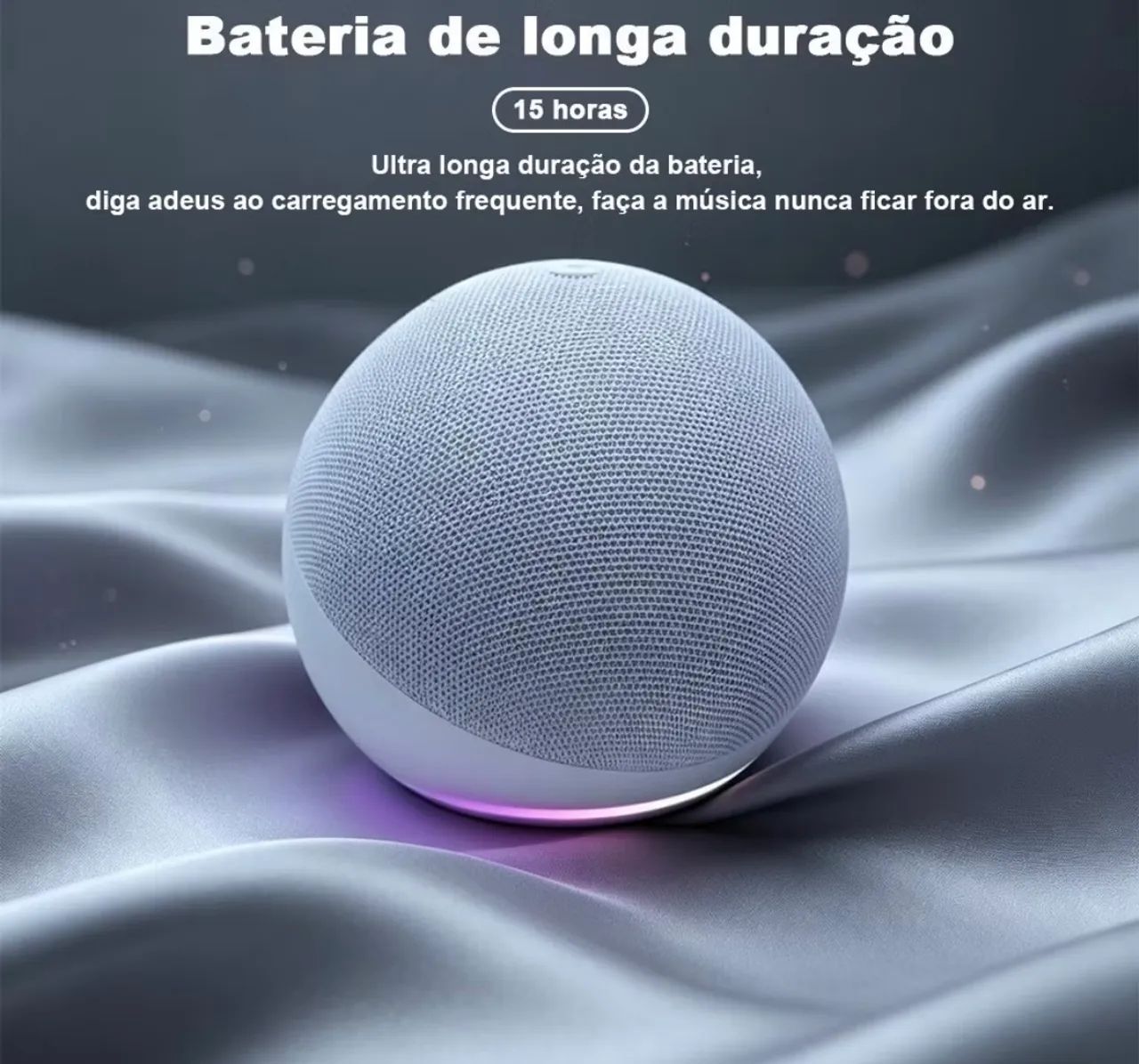Caixa de Som Bluetooth ALEXA - Design Estilo Echo Dot, Som Forte e LED RGB  - Foto 5