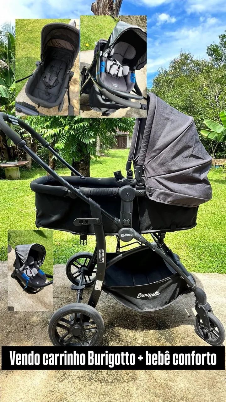 Carrinho de Bebê Burigotto + Bebê Conforto