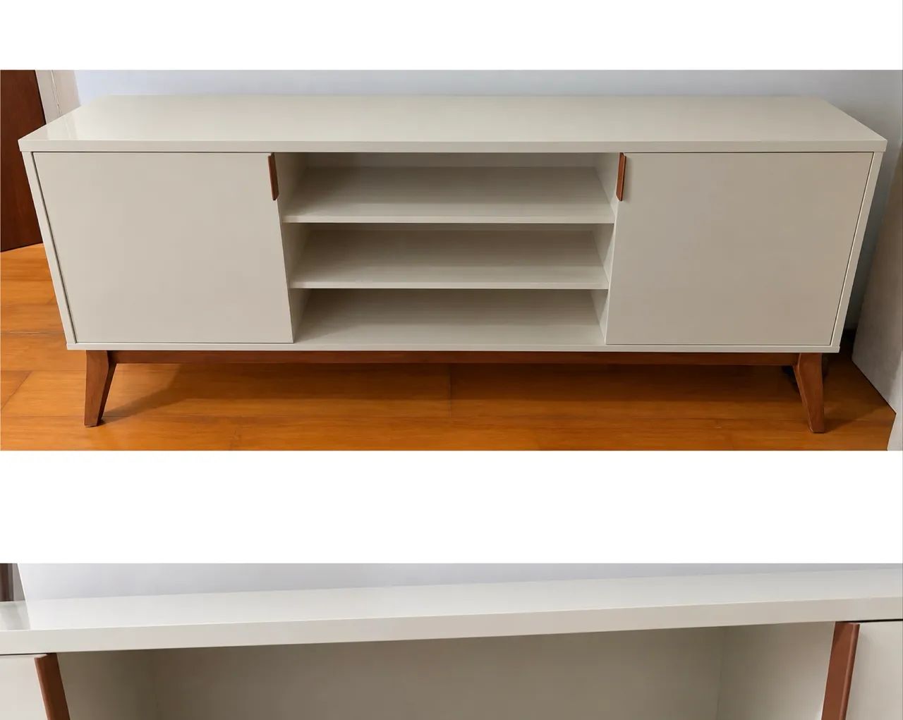 Buffet offwhite com os pés em madeira maciça 