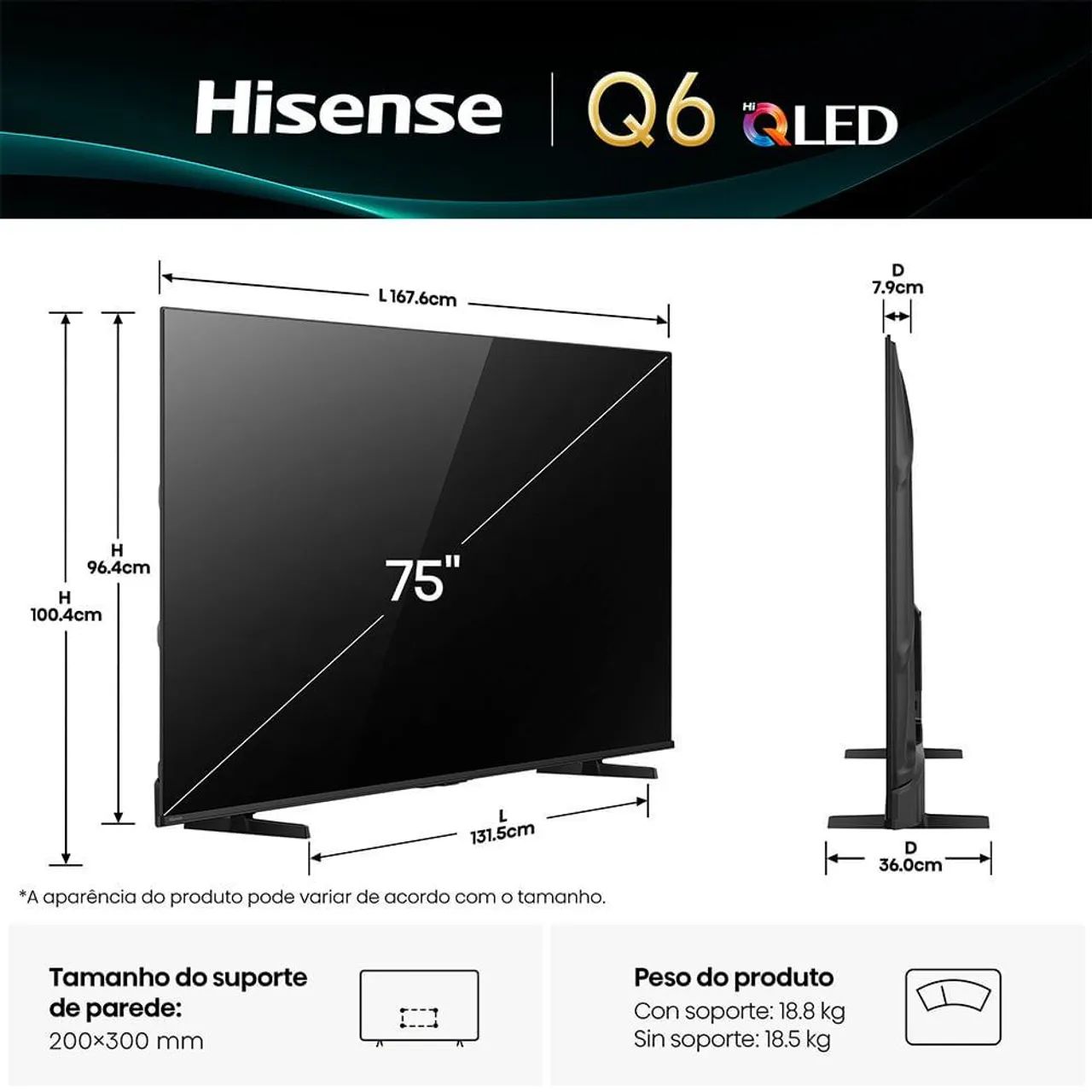 Smart TV Hisense HI-QLED 4K 75" polegadas (Nova) - Foto 4