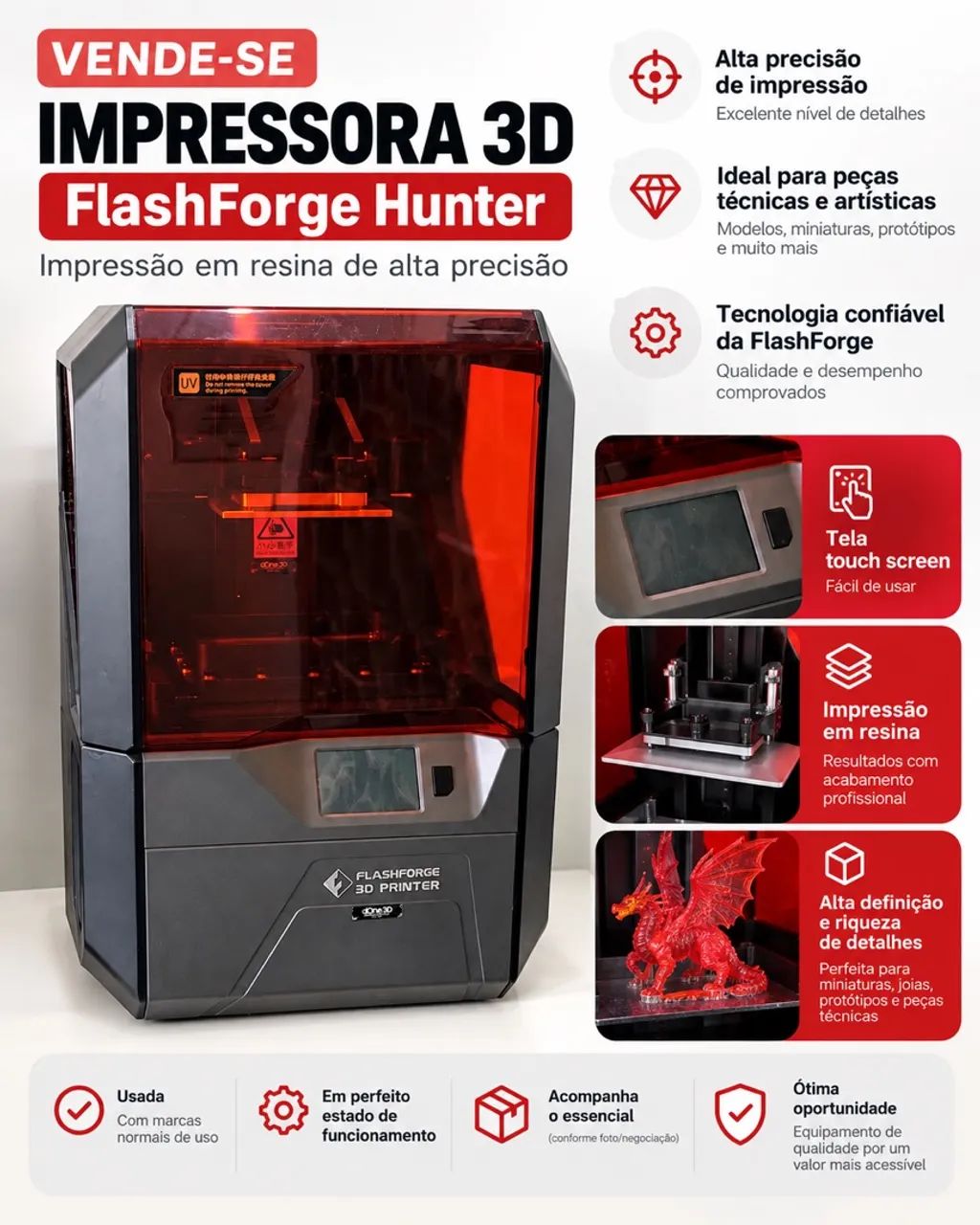 IMPRESSORA 3D FLASHFORGE HUNTER - Foto 2