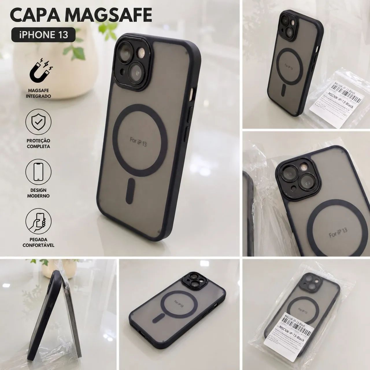 Capa MagSafe iPhone 13 Preta Magnético (Premium)