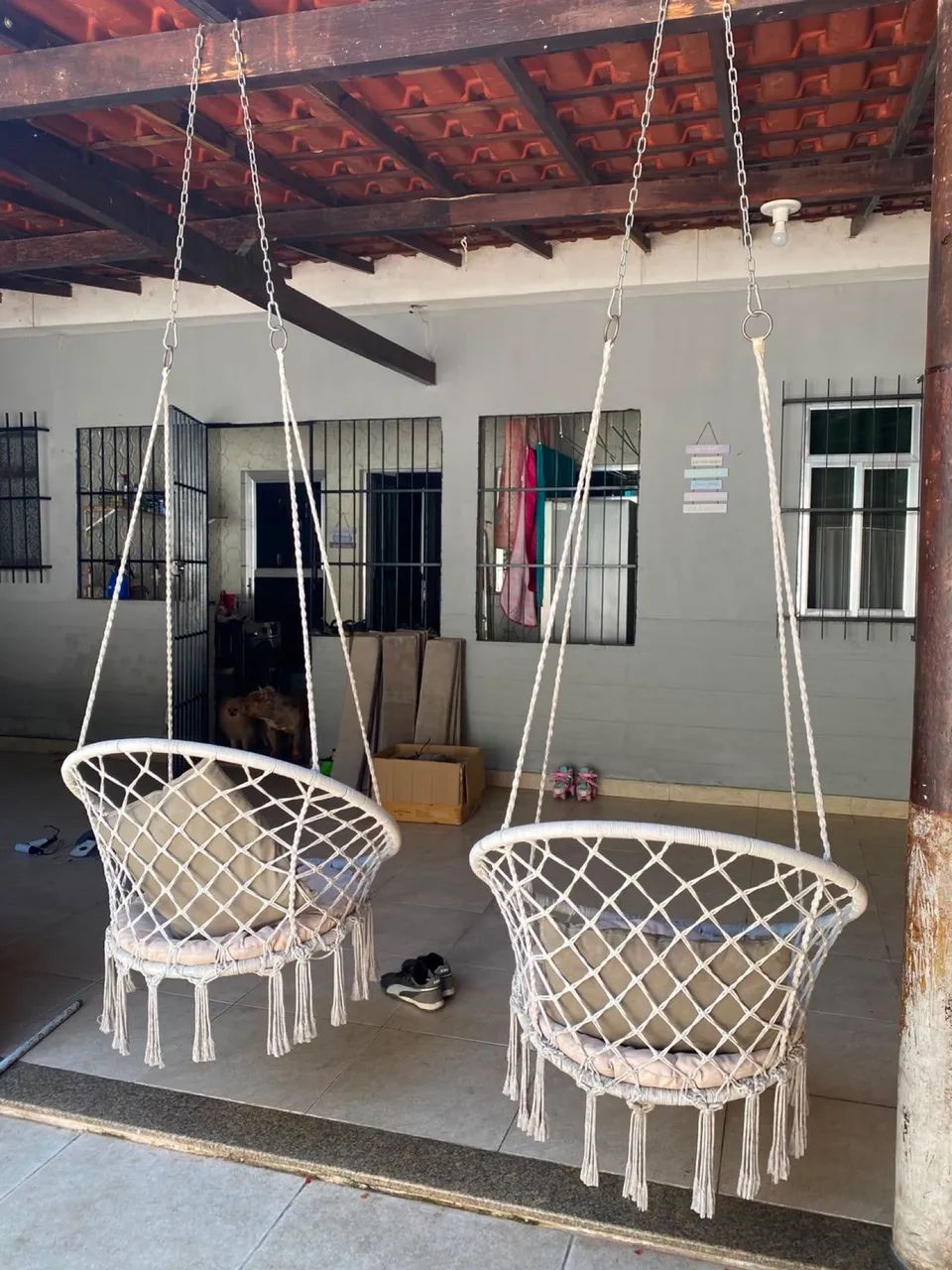 Par de cadeiras de balanço de macramê - Foto 2