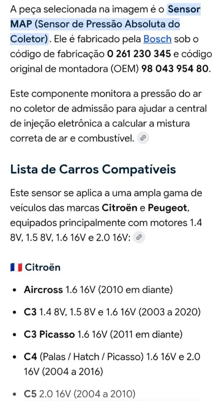 Sensor MAP Citroen e Peugeot - Foto 2