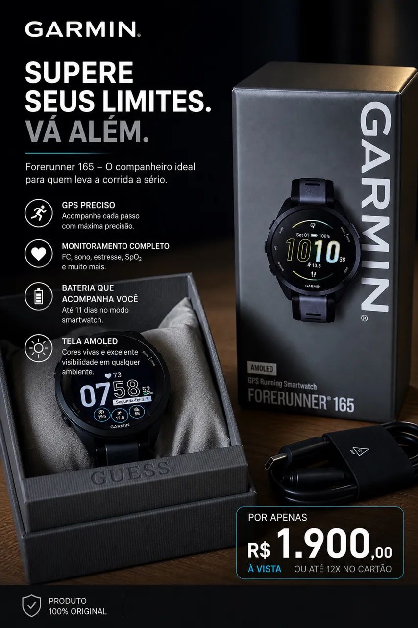 Garmin forerunner 165, tela amoled tátil