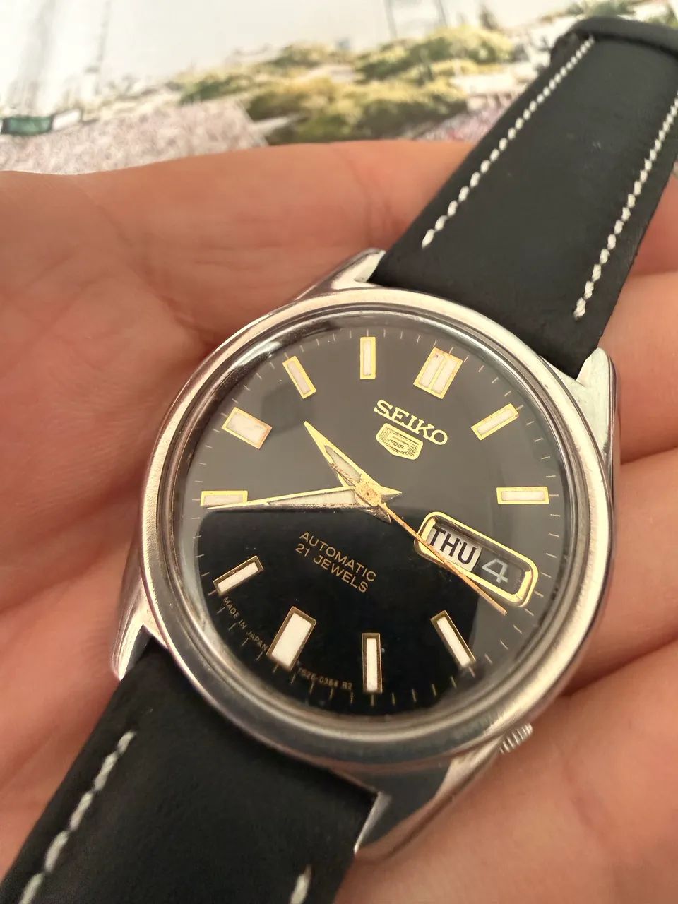 Seiko 5 Automático Vintage Preto Day-Date - Calibre 6139 - Japão
